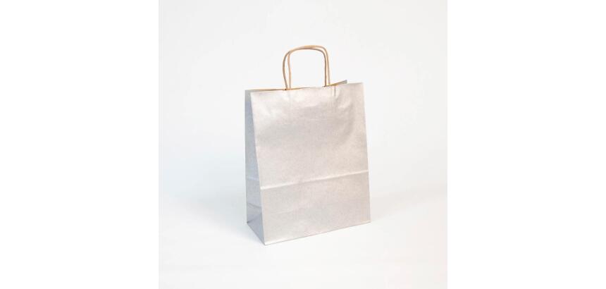 Paq.25 sacs kraft lisse, 22x10x27cm,Argt - Argent