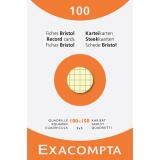 Étui de 100 fiches - bristol quadrillé 5x5 non perforé 100x150mm - Couleurs assorties