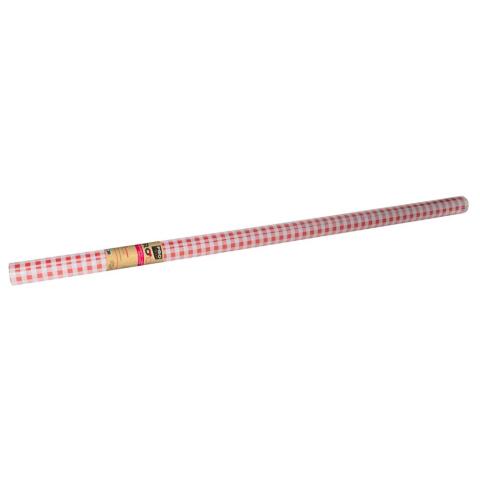 Rollo de mantel - Papel damasco - Blanco 10x1,18m - Vichy rojo