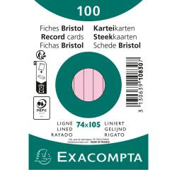 Fichas de cartulina bristol 205 g/m2 - Rayado - 74x105 mm - Rosa