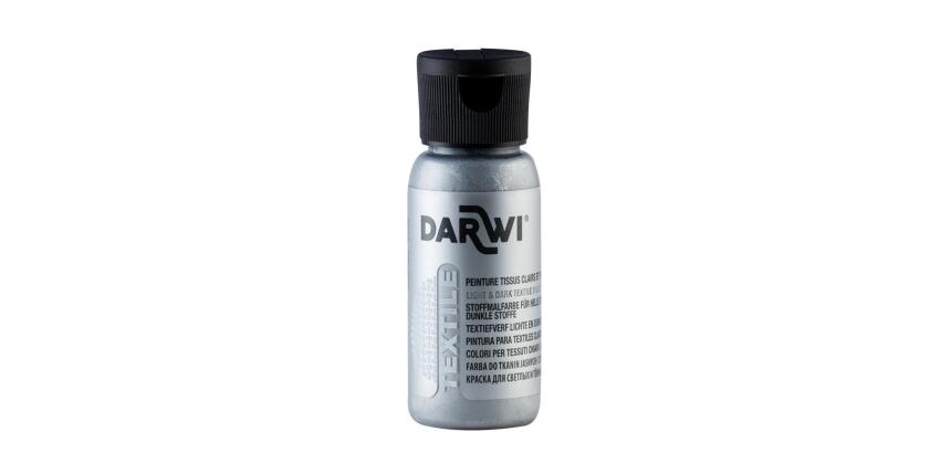 DARWI Flacon de 50 ml de Peinture Textile Métallique - Argent