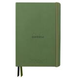 Rhodiarama Goalbook Creation rembordé rigide A5 160 pages papier Maya noir lisse dot 120g avec élastique - Sauge