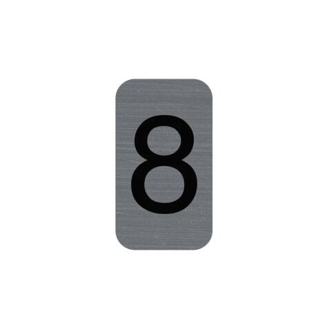 Plaque adhésive imitation Aluminium Chiffre 8 2,5x4,4 cm - Gris