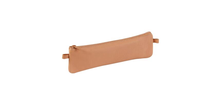CUIR NATUREL Trousse plate 22x6 cm. - Naturel