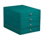 Rhodiarama trieur 4 tiroirs simili cuir italien 24,8x32,7x22,8 cm - Paon