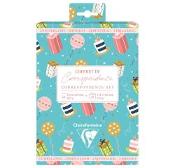 SET DE CORRESPONDANCE THÉMATIQUE, 8 enveloppes Pollen C6 (114x162mm) 120g + 8 cartes pliées 110x155m 185g, Anniversaire
