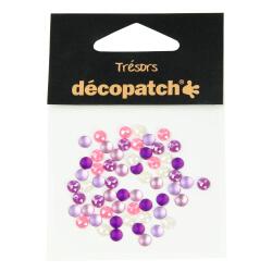 Sachet 60 cabochons 0,5cm - rose/violet - Rose