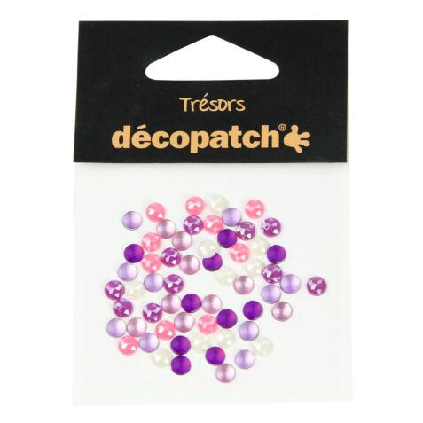 Sachet 60 cabochons 0,5cm - rose/violet - Rose