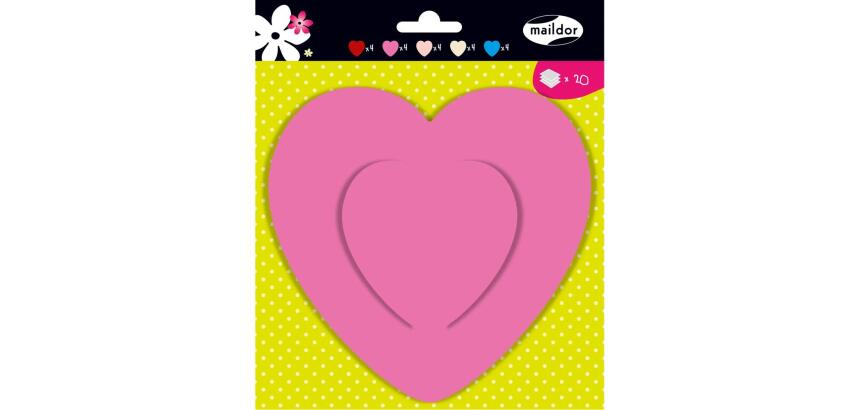 FORMES A DECORER, Sachet de 20 formes 130g/m2 au format 17x16,5cm - Coeurs - Assortiment