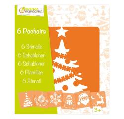 Set de 6 pochoirs enfants, Noël - Orange