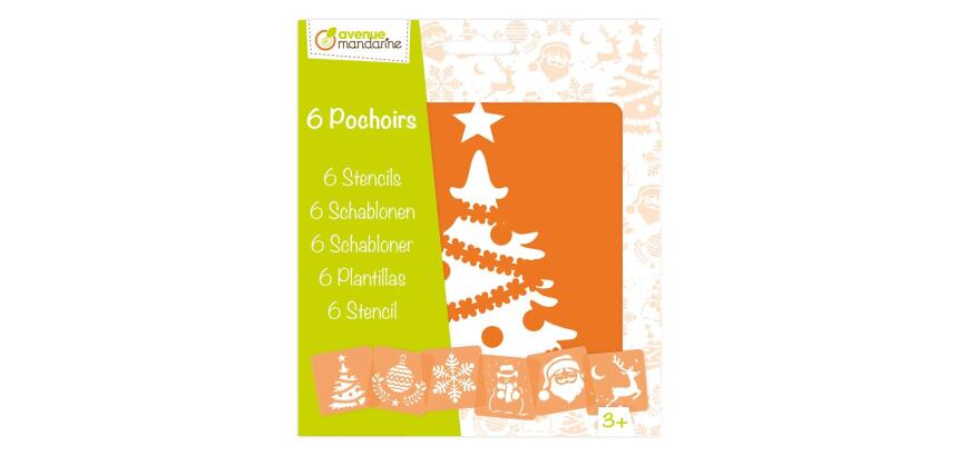 Set de 6 pochoirs enfants, Noël - Orange