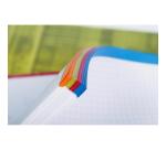 Bind'O Block cahier reliure intégrale A4+ 160 pages détachables perforé 4 trous petits carreaux + marge et cadre en-tête 4 couleurs de bandes Bleu - Bleu