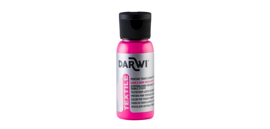 DARWI Flacon de 50 ml de Peinture Textile Fluorescente - Rose fluo