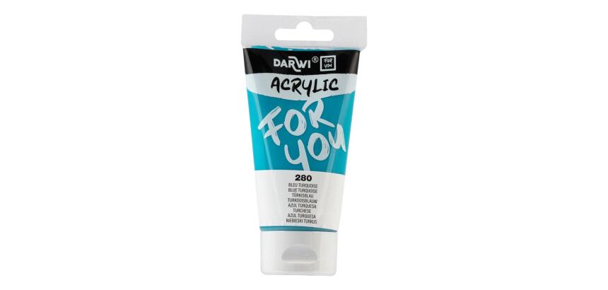 Darwi For You tube de peinture acrylique 75 ml - Bleu turquoise