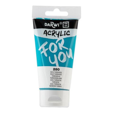 Darwi For You tube de peinture acrylique 75 ml - Bleu turquoise
