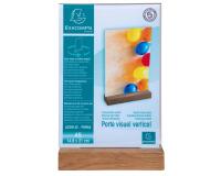 Porta-avvisi da tavolo con base in legno per formato A5 - Cristallo