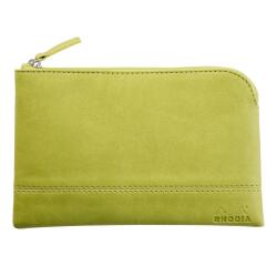 Rhodiarama pochette zippée en simili cuir - taille S (11x17 cm) - Anis