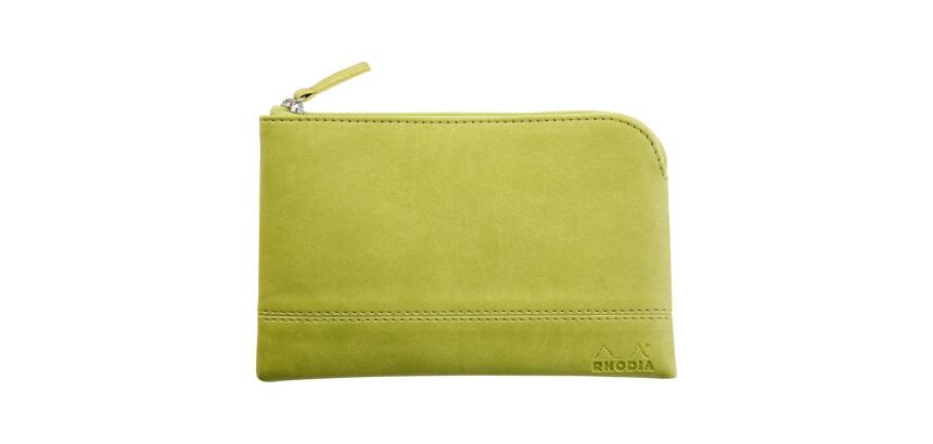 Rhodiarama pochette zippée en simili cuir - taille S (11x17 cm) - Anis