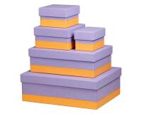 Rhodiarama set 5 boîtes gigognes simili cuir italien 44x34x16 cm - Iris