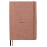 Rhodiarama Goalbook Creation rembordé rigide A5 160 pages papier Maya noir lisse dot 120g avec élastique - Bois de rose