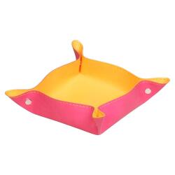 Rhodiarama vide-poche réversible simili cuir italien 12x12x4,5 cm - Framboise