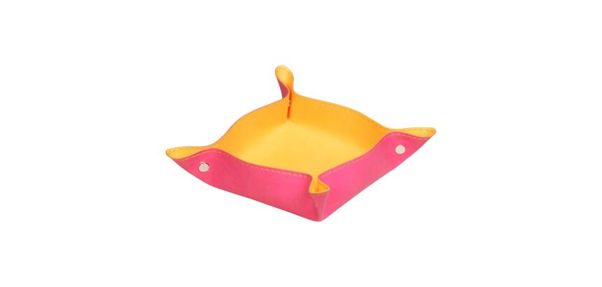 Rhodiarama vide-poche réversible simili cuir italien 12x12x4,5 cm - Framboise