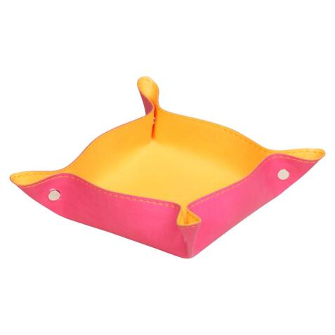 Rhodiarama vide-poche réversible simili cuir italien 12x12x4,5 cm - Framboise