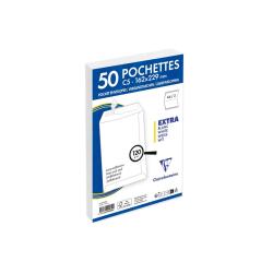 Paquet de 50 Pochettes Blanches C5-162x229 mm - Auto-Adhésives - 120g/m2 - Blanc