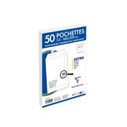 Paquet de 50 Pochettes Blanches C5-162x229 mm - Auto-Adhésives - 120g/m2 - Blanc
