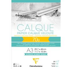 Papier Calque bloc collé 50F A3 70/75g