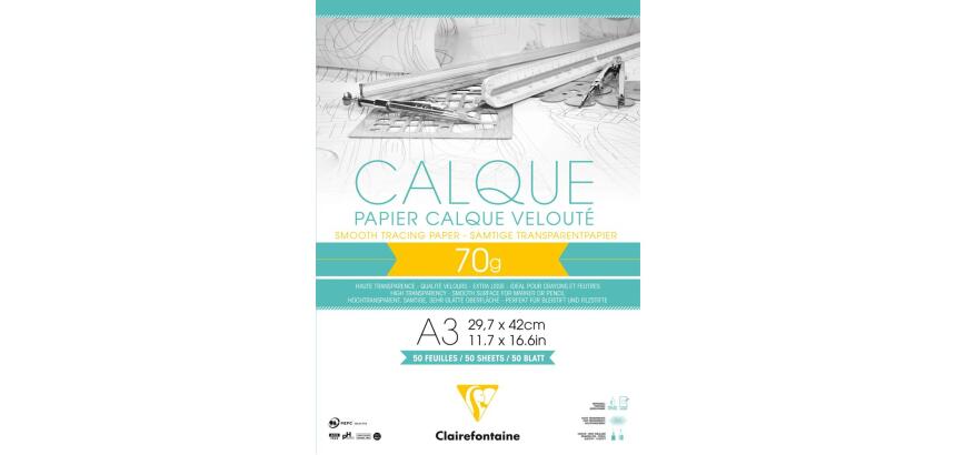 Papier Calque bloc collé 50F A3 70/75g