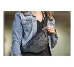 Metallic Black Leather Fanny Pack 30x16.2 cm