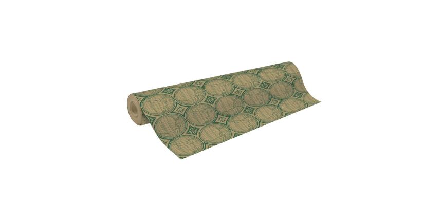 Kraft brut 70g, rl 50x0,70m Planisphère - Vert