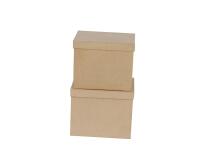 Lot de 2 boîtes rectangles 25x20x20/23,5x18,5x19,5cm - Kraft