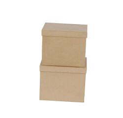 Lot de 2 boîtes rectangles 25x20x20/23,5x18,5x19,5cm - Kraft