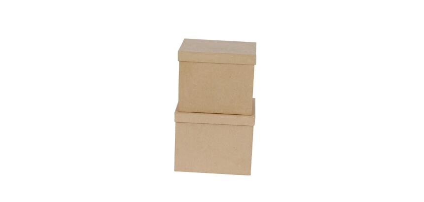 Lot de 2 boîtes rectangles 25x20x20/23,5x18,5x19,5cm - Kraft
