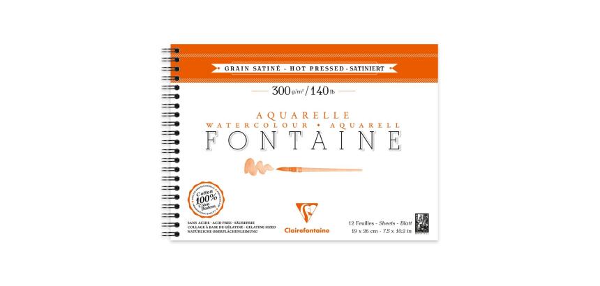 Fontaine album spiralé 12F 19x26cm 300g grain satiné