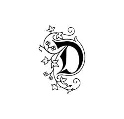 Sceau à vis carré (lettre enluminée) avec manche en bois vernis