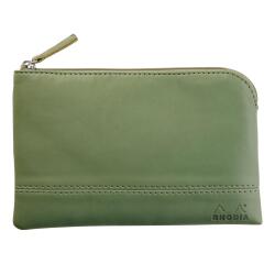 Rhodiarama pochette zippée en simili cuir - taille S (11x17 cm) - Sauge