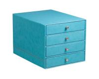 Rhodiarama trieur 4 tiroirs simili cuir italien 24,8x32,7x22,8 cm - Turquoise