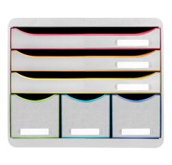 Módulo individual STORE-BOX, 6 cajones, STOP de seguridad, porta-etiquetas - 270x355x271 mm - Black Office