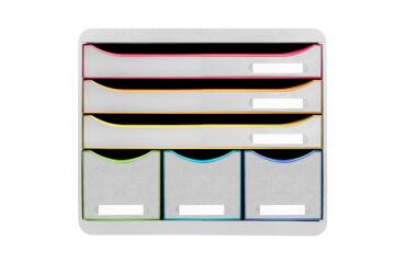 STORE-BOX MAXI 6 drawers white/harlequin