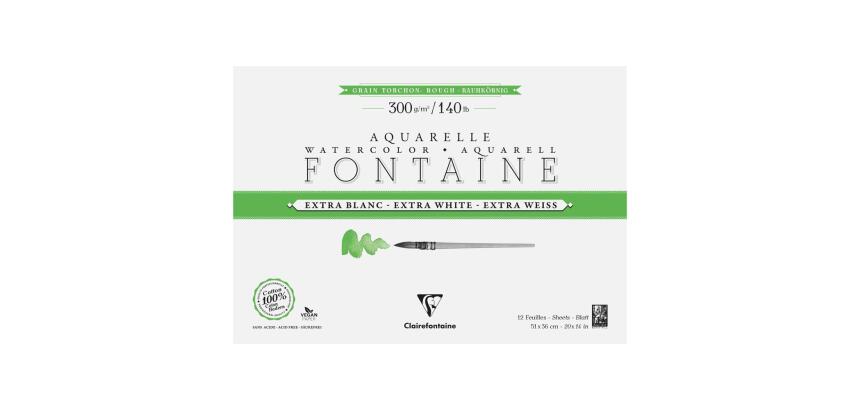 Fontaine Extra Blanc Grain Torchon bloc collé 4 côtés 12F 36x51cm 300g