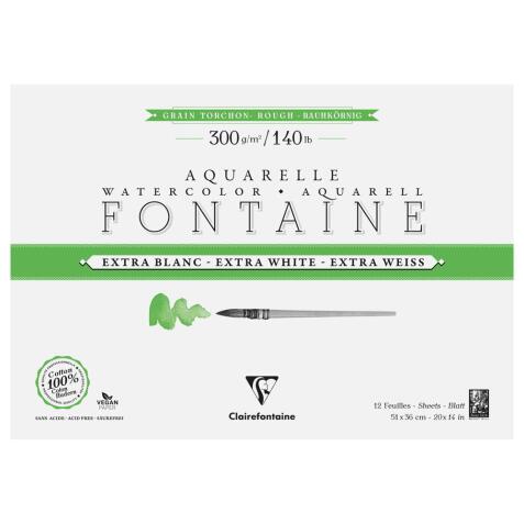 Fontaine Extra Blanc Grain Torchon bloc collé 4 côtés 12F 36x51cm 300g