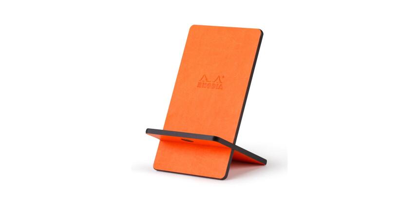 Rhodiarama support pour téléphone mobile simili cuir italien 13x8x8,5 cm - Tangerine