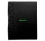 Greenbook cahier recyclé et recyclable en carte souple 350 g/m2 - A4+ 22,5x29,7 cm 160 pages 5/5 perforation 4 trous - Papier Clairefontaine recyclé 90 g/m2 - Noir - New - Noir