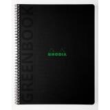 Greenbook cahier recyclé et recyclable en carte souple 350 g/m2 - A4+ 22,5x29,7 cm 160 pages 5/5 perforation 4 trous - Papier Clairefontaine recyclé 90 g/m2 - Noir - New - Noir