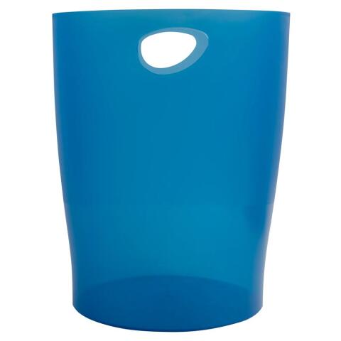 Papelera de gran capacidad 15 litros translúcida Azul