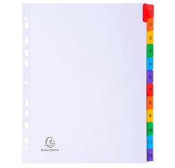 Separadores Separadores con pestañas impresas cartulina blanca 160 g/m 2 Con pestañas de colores reforzadas - Blanco - Blanco