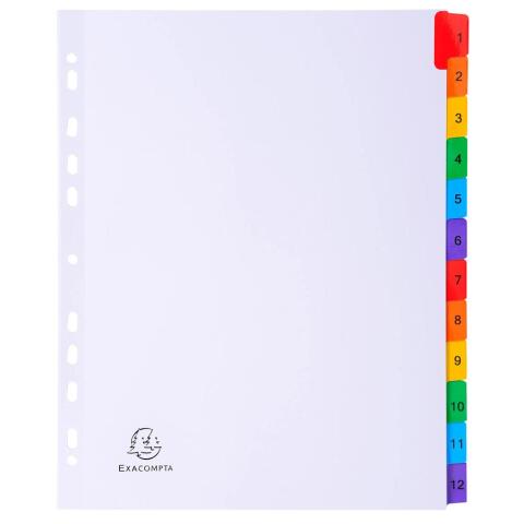 Separadores Separadores con pestañas impresas cartulina blanca 160 g/m 2 Con pestañas de colores reforzadas - Blanco - Blanco